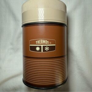 Vintage King Seeley Thermos 10 OZ Size Retro Design Brown Glass Prop Classic